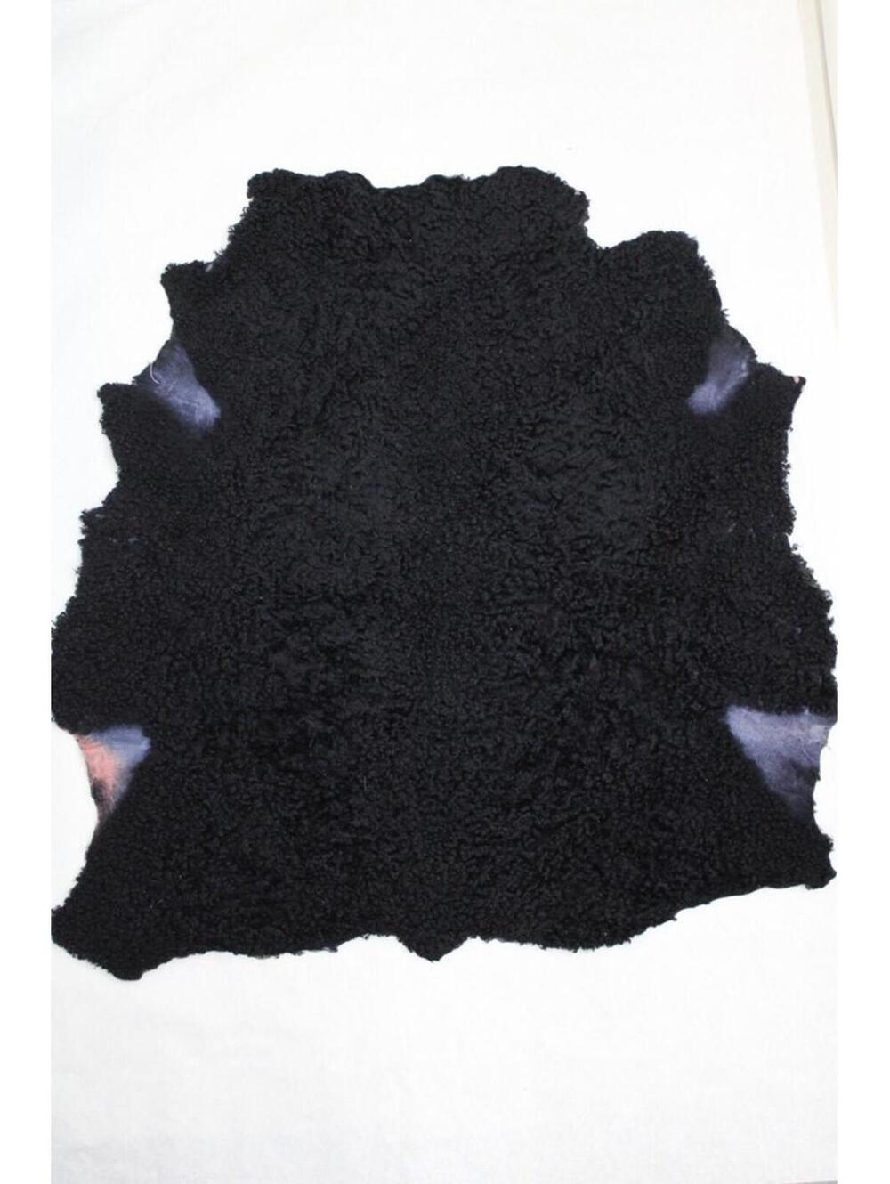 Showroom New Black Lamb Fur Hide Fur Skin Rug Carpet 38" X 35"